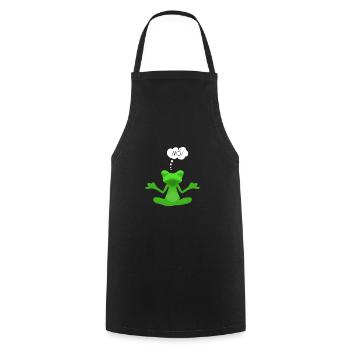 Statement Frosch Nö Fun I Nein Yoga Meditation - Kochschürze - Schwarz - Vorne - AI Model Male 185 dark (185cm)