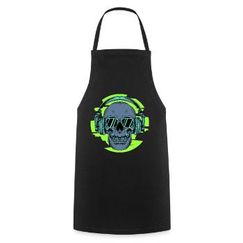 Skull Headphones Green - Cooking Apron - black - Front - AI Model Male 185 dark (185cm)