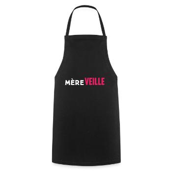 Mère veille - Tablier de cuisine - noir - Devant - AI Model Male 185 dark (185cm)
