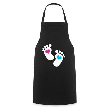Bébé pieds parents enfant en bas âge fils enceinte - Tablier de cuisine - noir - Devant - AI Model Male 185 dark (185cm)