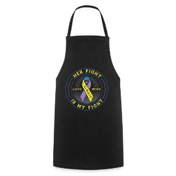 Son combat est ma lutte contre la sensibilisation au cancer de la vessie - Tablier de cuisine - noir - Devant - AI Model Male 185 dark (185cm)