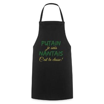 Putain je suis nantais c'est la classe - Tablier de cuisine - noir - Devant - AI Model Male 185 dark (185cm)