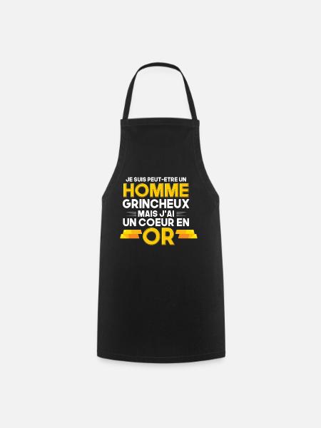 je suis homme grincheux mais j'ai un coeur en or - Tablier de cuisine - noir
