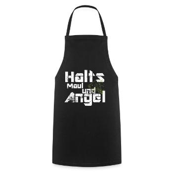 Angler, Karpfen Halts maul und angel - Kochschürze - Schwarz - Vorne - AI Model Male 185 dark (185cm)