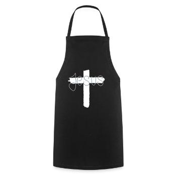 Jésus - Tablier de cuisine - noir - Devant - AI Model Male 185 dark (185cm)