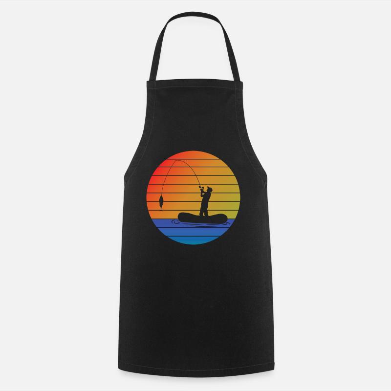 Pêcher pêcher rétro pêche pêche pêche - Tablier de cuisine - noir