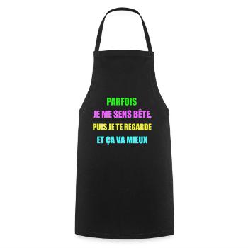 Humour bête - Tablier de cuisine - noir - Devant - AI Model Male 185 dark (185cm)