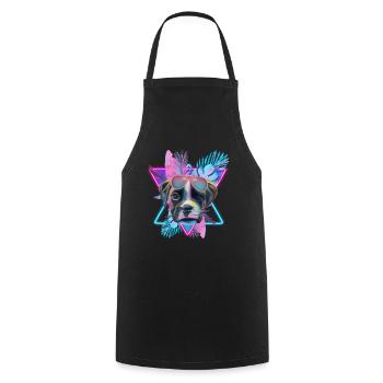 Boxer süßer Hund tropical neon cool welpe - Kochschürze - Schwarz - Vorne - AI Model Male 185 dark (185cm)