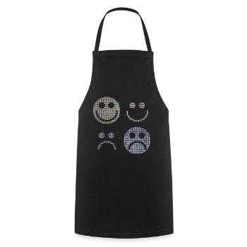 Happy and Sad Stilyzed Faces - Cooking Apron - black - Front - AI Model Male 185 dark (185cm)
