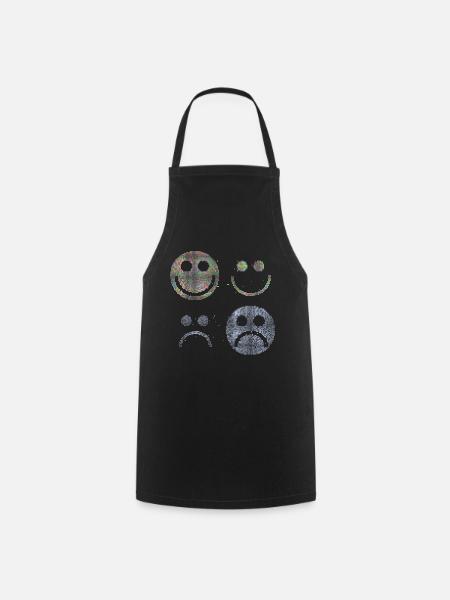 Visages heureux et tristes - Tablier de cuisine - noir