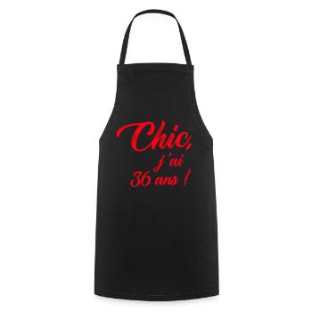 anniversaire chic j'ai 36 ans ! rouge - Tablier de cuisine - noir - Devant - AI Model Male 185 dark (185cm)