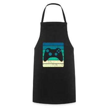 Contrôleur de jeu Vintage Sunset - Tablier de cuisine - noir - Devant - AI Model Male 185 dark (185cm)