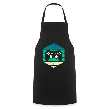 Contrôleur de jeu Video Gamer Vintage Sunset - Tablier de cuisine - noir - Devant - AI Model Male 185 dark (185cm)