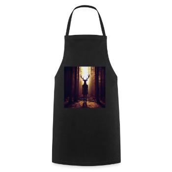 Dieu cerf - Tablier de cuisine - noir - Devant - AI Model Male 185 dark (185cm)