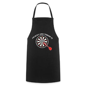 Fléchette je suis sexy et je le jette cadeau en disant - Tablier de cuisine - noir - Devant - AI Model Male 185 dark (185cm)