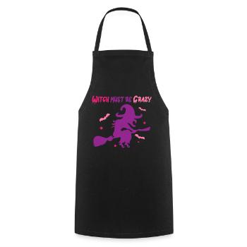 Halloween Crazy Witch Flies on Brooms - Cooking Apron - black - Front - AI Model Male 185 dark (185cm)