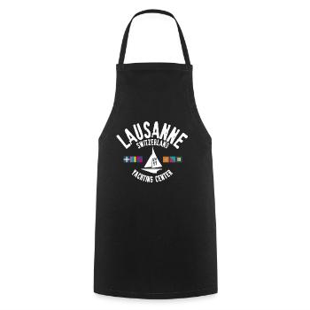 Lausanne Switzerland yacht center - Cooking Apron - black - Front - AI Model Male 185 dark (185cm)