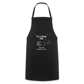 Coffee Time - Kochschürze - Schwarz - Vorne - AI Model Male 185 dark (185cm)