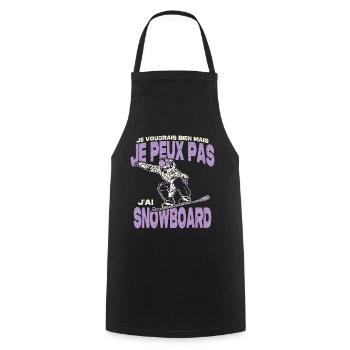 Je peux pas j'ai snowboard. - Tablier de cuisine - noir - Devant - AI Model Male 185 dark (185cm)