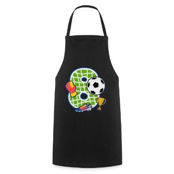 Fußball 8. Geburtstagsparty Nummer 8 - 8 Jahre - Kochschürze - Schwarz - Vorne - AI Model Male 185 dark (185cm)