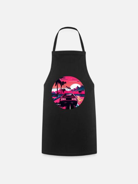 Retrowave Synthwave 80s Design - Kochschürze - Schwarz
