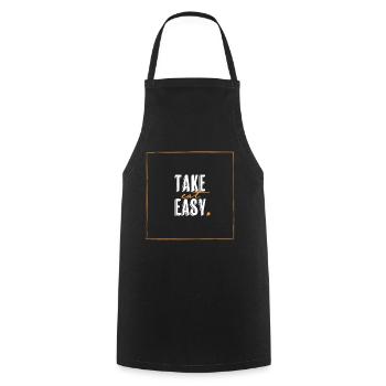 TAKE eat EASY. - Kochschürze - Schwarz - Vorne - AI Model Male 185 dark (185cm)