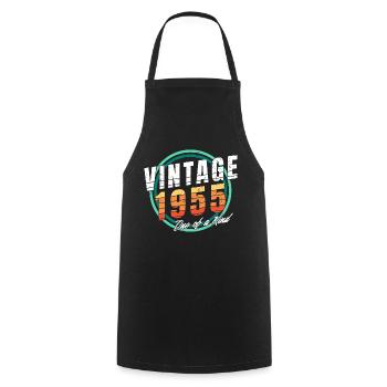 Chemise vintage 1955 pour homme femme 68 ans 68ème - Tablier de cuisine - noir - Devant - AI Model Male 185 dark (185cm)