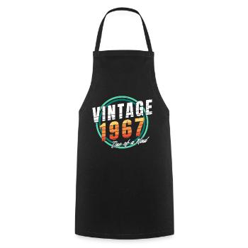 Chemise vintage 1967 pour homme femme 56 ans 56ème - Tablier de cuisine - noir - Devant - AI Model Male 185 dark (185cm)