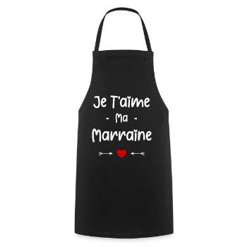 Je t'aime ma Marraine - Tablier de cuisine - noir - Devant - AI Model Male 185 dark (185cm)