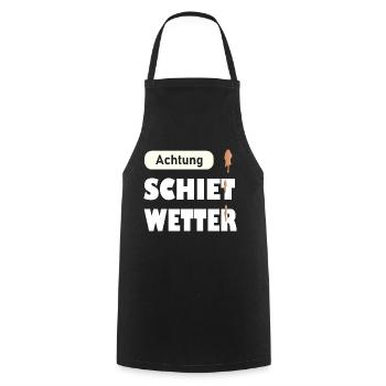 Schlechtes Wetter Achtung Vogelkacke - Kochschürze - Schwarz - Vorne - AI Model Male 185 dark (185cm)