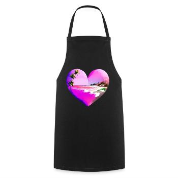 Sommerurlaub Strand Sonne Palme Insel Palmen - Kochschürze - Schwarz - Vorne - AI Model Male 185 dark (185cm)