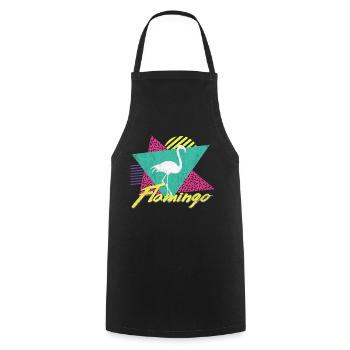 80s 90s Vintage Retro Flamingo T Shirt - Tablier de cuisine - noir - Devant - AI Model Male 185 dark (185cm)