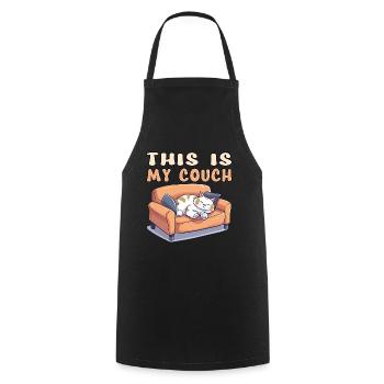 Cat Couch Sofa Funny Humor Typical Cartoon - Cooking Apron - black - Front - AI Model Male 185 dark (185cm)