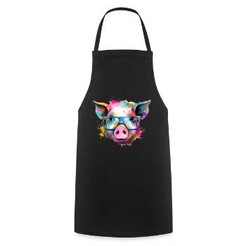 Jim the pig - Cooking Apron - black - Front - AI Model Male 185 dark (185cm)