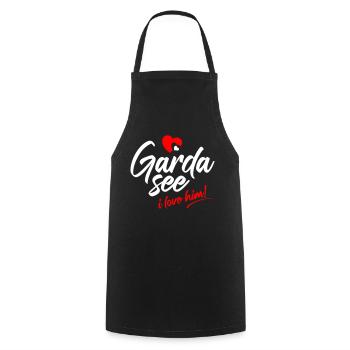 Lake garda. I love him. I love him - Cooking Apron - black - Front - AI Model Male 185 dark (185cm)