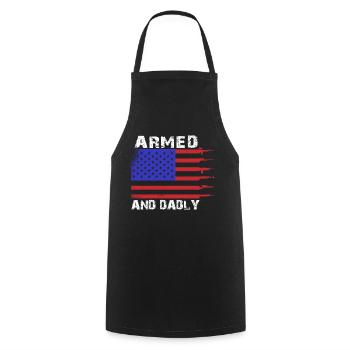 Armed and paternal Funny paternal fathers - Cooking Apron - black - Front - AI Model Male 185 dark (185cm)