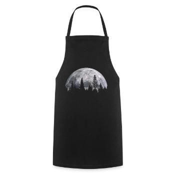 Mountain in full moon - nature and astronomy - Cooking Apron - black - Front - AI Model Male 185 dark (185cm)