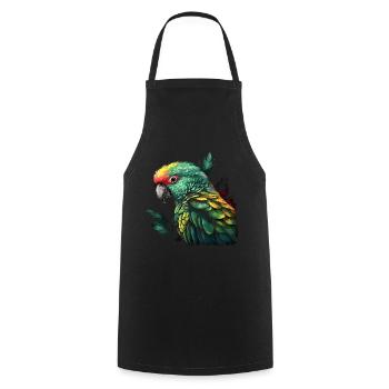 Papagei Vogel Ara Wildnis - Kochschürze - Schwarz - Vorne - AI Model Male 185 dark (185cm)