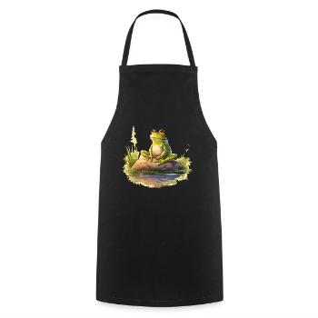 Grenouille rêvant au soleil du soir - Tablier de cuisine - noir - Devant - AI Model Male 185 dark (185cm)