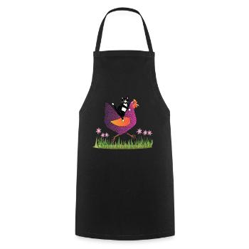 Hen Rider - Katze auf Huhn - Geschenkidee - Kochschürze - Schwarz - Vorne - AI Model Male 185 dark (185cm)