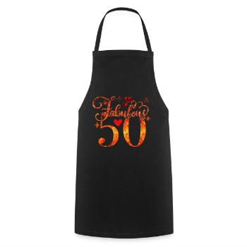 50th Birthday vintage retro Born in 1973 Birthday - Cooking Apron - black - Front - AI Model Male 185 dark (185cm)