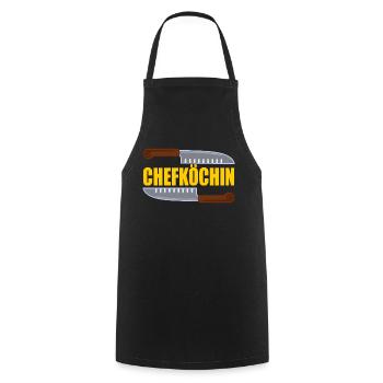Chefköchin - Kochschürze - Schwarz - Vorne - AI Model Male 185 dark (185cm)