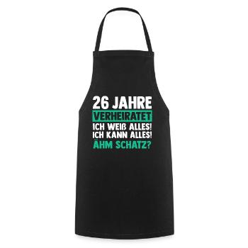 Ehe Jadehochzeit 26 Jahre Verheiratet Hochzeitstag - Kochschürze - Schwarz - Vorne - AI Model Male 185 dark (185cm)