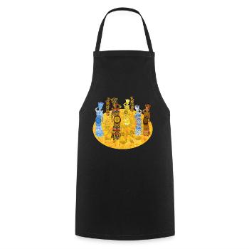 Tanzanian Lady 2023 01 - Cooking Apron - black - Front - AI Model Male 185 dark (185cm)