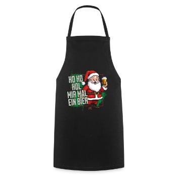 Weihnachtsmann Ho Ho Hol Mir Mal Ein Bier Lustig - Kochschürze - Schwarz - Vorne - AI Model Male 185 dark (185cm)