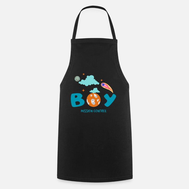 Outer Space Dad Birthday tee Shirt-First Trip. - Cooking Apron - black
