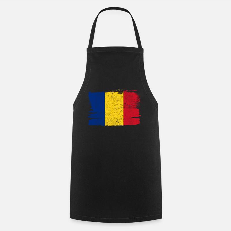 Roumanie Drapeau Drapeau Paix Vintage - Tablier de cuisine - noir