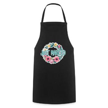 just married - pour mariage - Tablier de cuisine - noir - Devant - AI Model Male 185 dark (185cm)