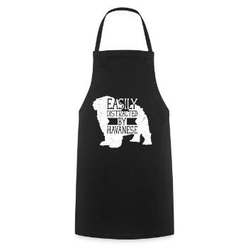 Facilement distrait par le bichon havanais Havaneser maman papa faire - Tablier de cuisine - noir - Devant - AI Model Male 185 dark (185cm)