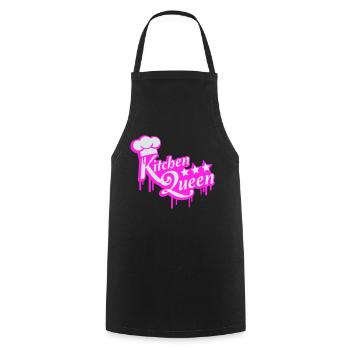 Kitchen Queen Logo Lettering Kitchen Queen Woman - Cooking Apron - black - Front - AI Model Male 185 dark (185cm)